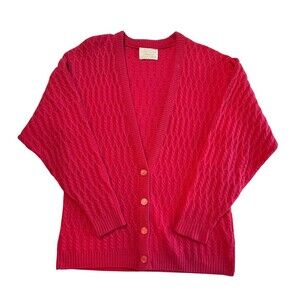 Vintage 80s Pendleton Cardigan Sweater Wool Cable Knit Classic Pink Preppy‎ M